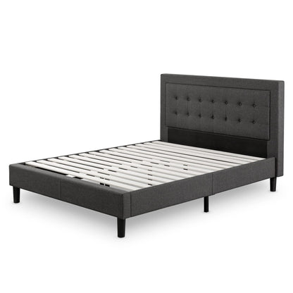 Zinus Dachelle Upholstered Platform Bed Frame / Mattress Foundation / Wood Slat Support / No Box Spring Needed / Easy Assembly, Full Dark Grey