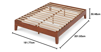 Zinus King Bed Frame - Wen Deluxe 12 inch Wood Platform Bed with Wood Slats Support, Easy Assembly, No Boxspring Needed - Wood Bed Frame with Underbed Storage Space, Cherry Finish, King Size