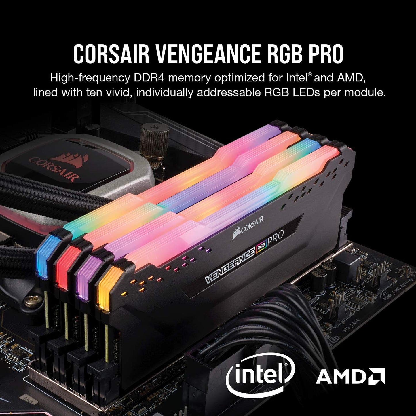 Corsair VENGEANCE RGB PRO DDR4 16GB (2x8GB) 3600MHz CL18 Intel XMP 2.0 iCUE Compatible Computer Memory - Black (CMW16GX4M2D3600C18)