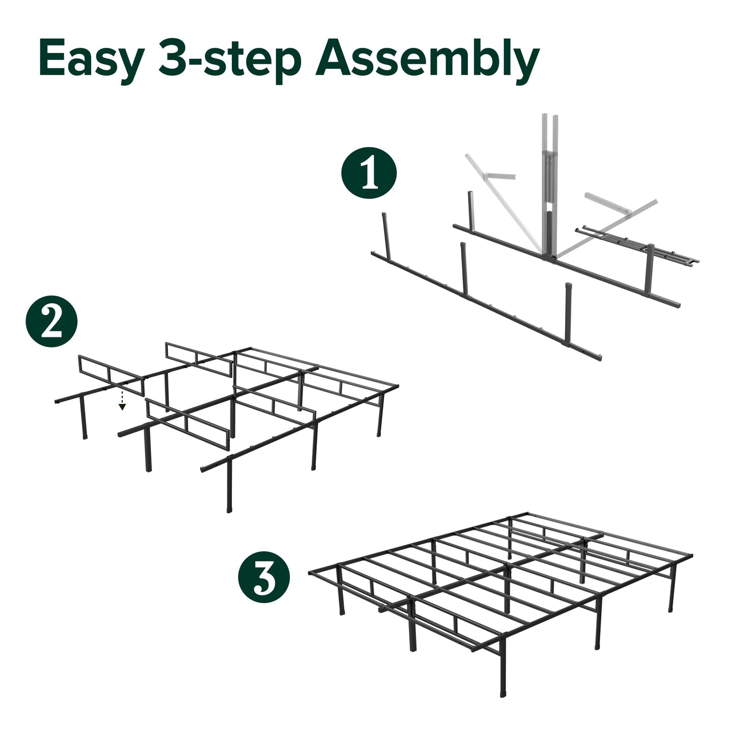 Zinus King Bed Frame - Justin 14 Inch SmartBase® Metal Bed Frame - Steel Slat Support, No Box Spring Needed, Underbed Storage Space, Easy Assembly, 5 Year Warranty, King Size