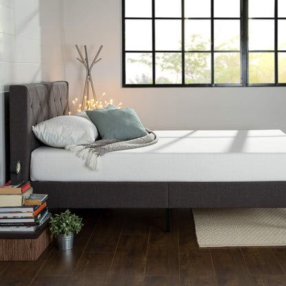 Zinus King Bed Frame - Shalini Upholstered Platform Bed Frame with Full-Sized Headboard - Wood Slat Support, Easy Assembly, No Box Spring Needed, Underbed Storage Space, Dark Grey, King Size