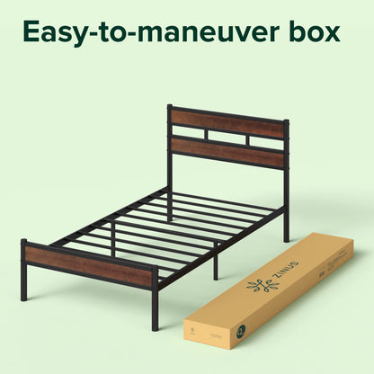 Zinus Roman Bamboo and Metal Platform Bed Frame/No Box Spring Needed/Easy Assembly, Twin