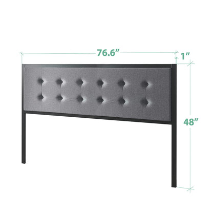 Zinus HBTG-K Button Tufted Grey Upholstered Metal Headboard, King