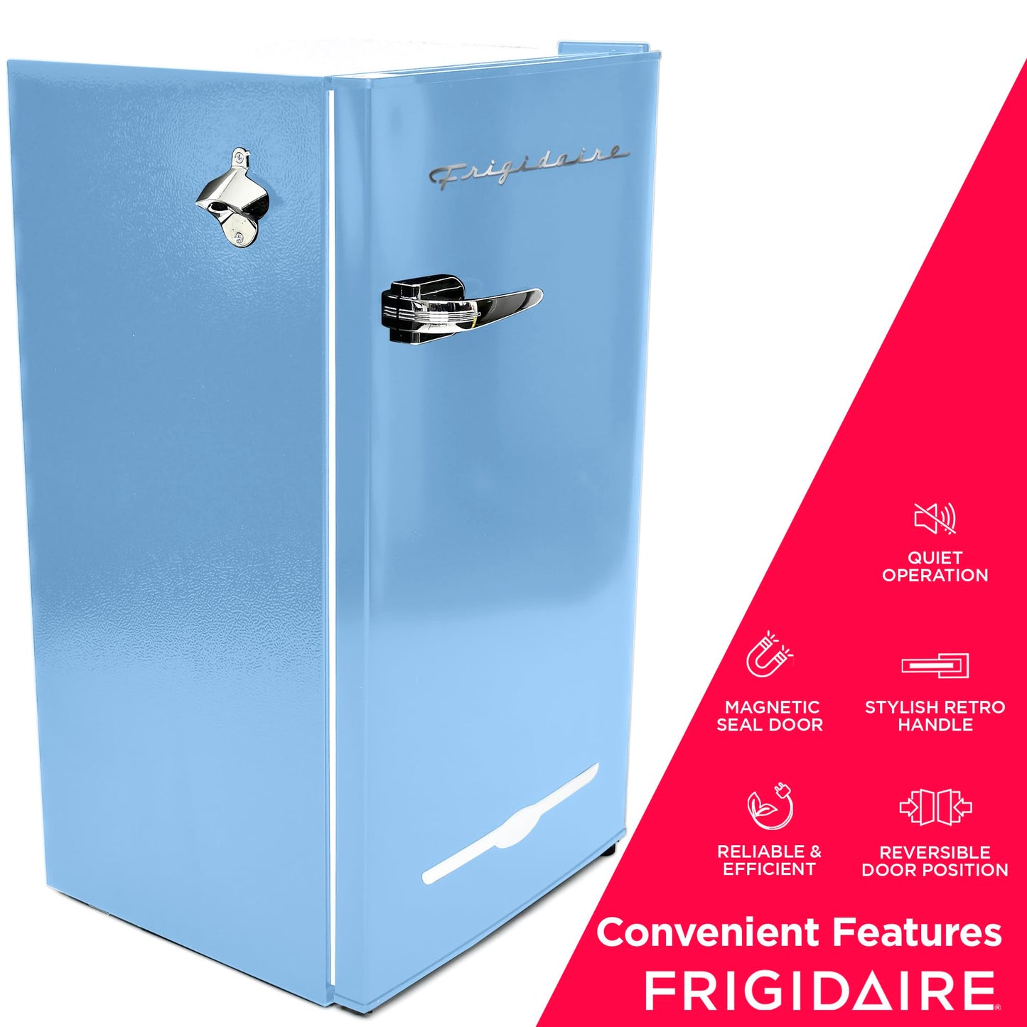 Frigidaire EFR376-BLUE 3.2 Cu Ft Blue Retro Bar Fridge with Side Bottle Opener