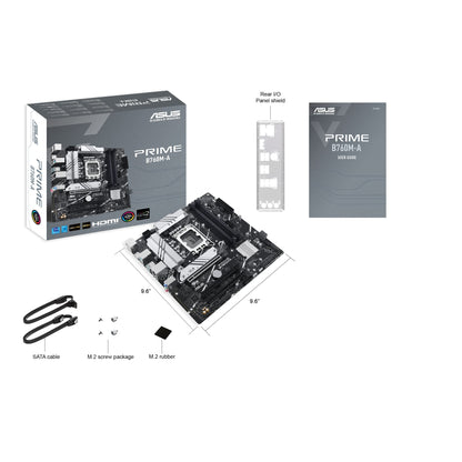 ASUS PRIME B760M-A Intel B760(LGA1700)(13th and 12th Gen)mATX motherboard,PCIe 4.0,DDR5, 2xM.2 slots,2.5Gb LAN, DP, Dual HDMI®, SATA 6 Gbps, rear USB 3.2 Gen 2, front USB 3.2 Gen 1 Type-C®, Aura Sync