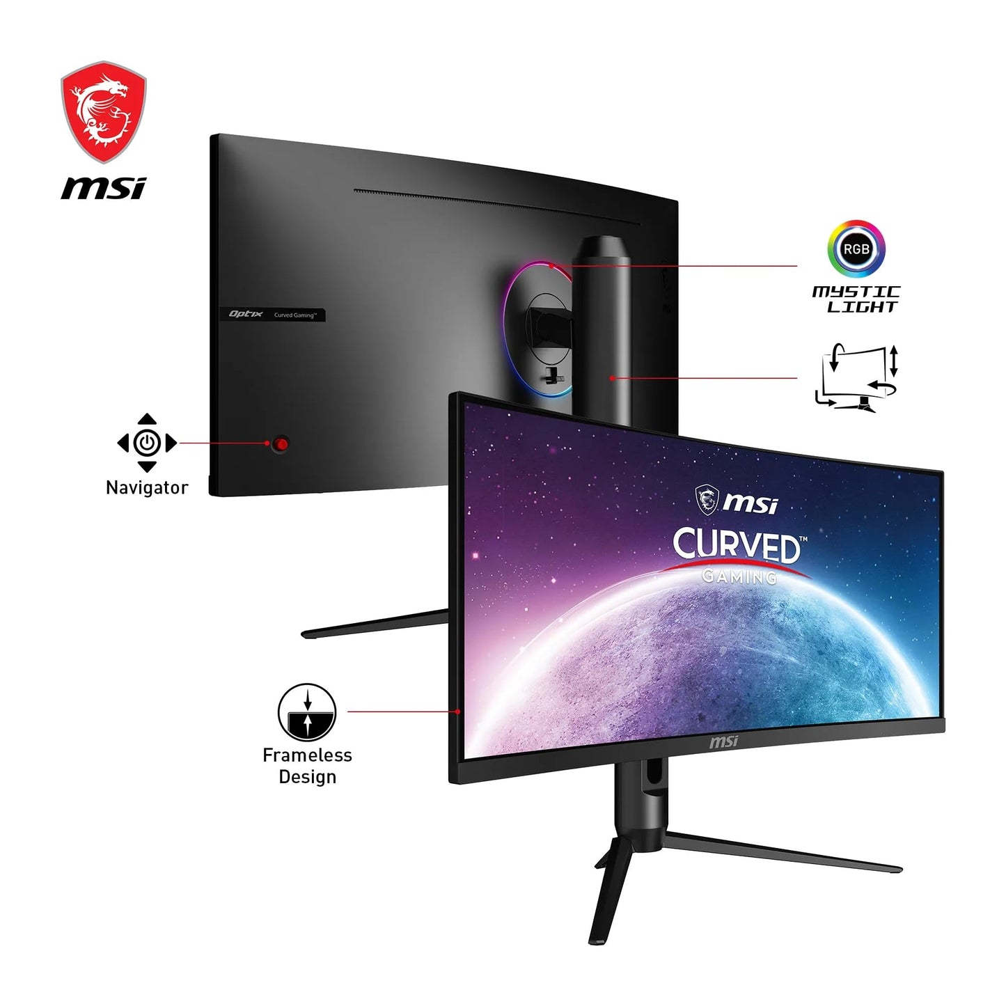 MSI Optix MAG301CR2 29.5 Inch WFHD Curved Gaming Monitor - 1500R 2560 x 1080 VA Panel, 200 Hz / 1ms, 103% sRGB Colour Gamut, FreeSync Premium - DP 1.2a, HDMI 2.0b CEC MSI Optix MAG301CR2