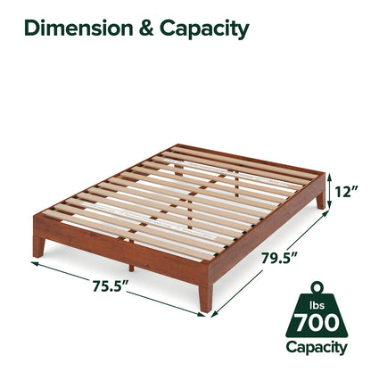 Zinus King Bed Frame - Wen Deluxe 12 inch Wood Platform Bed with Wood Slats Support, Easy Assembly, No Boxspring Needed - Wood Bed Frame with Underbed Storage Space, Cherry Finish, King Size