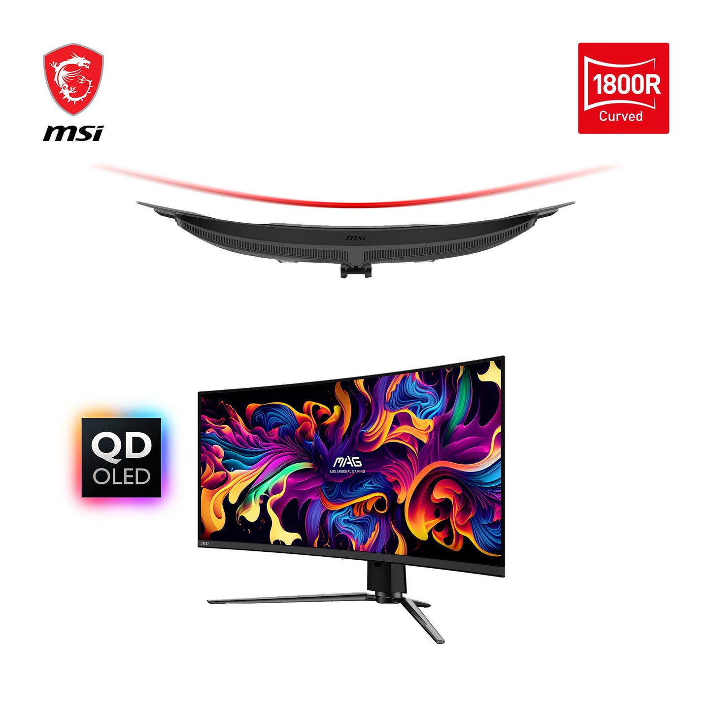 MPG 341CQPX QD-OLED 34-inch Curved OLED Gaming Monitor, 3440 x 1440 (UWQHD), 0.03ms Response time, 240Hz, True Black HDR 400, HDMI, DP Port, USB Type C, Tilt, Height Adjustable