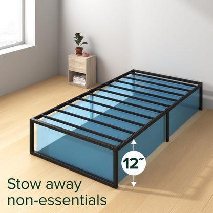 Zinus Twin Bed Frame – Lorelai 14 inch Bed Frame with Steel Slat Support, Heavy Duty Metal Construction, Easy Assembly, No Box Spring Needed – Platform Bed Frame with Underbed Storage, 5 Year Warranty Contemporary New Small Box