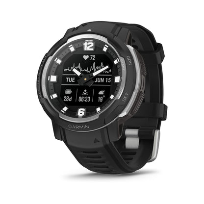 Garmin Instinct Crossover, Rugged Hybrid Smartwatch, Analog Hands and Digital Display, Black Classic