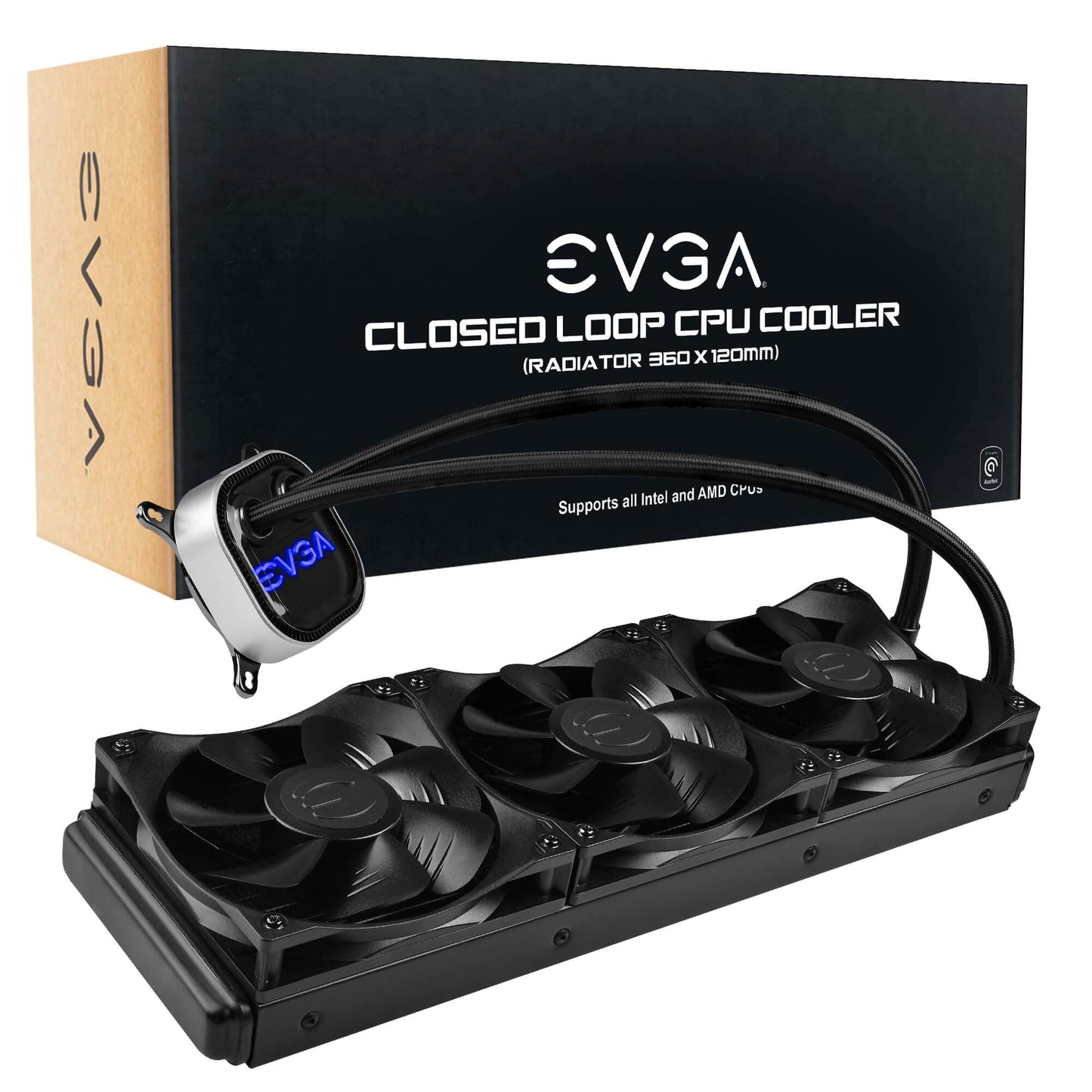 EVGA CLC 360mm All-in-one RGB LED CPU Liquid Cooler, 3X FX12 120mm PWM Fans, Intel, AMD, 5 Yr Warranty, 400-Hy-CL36-V1 CL36