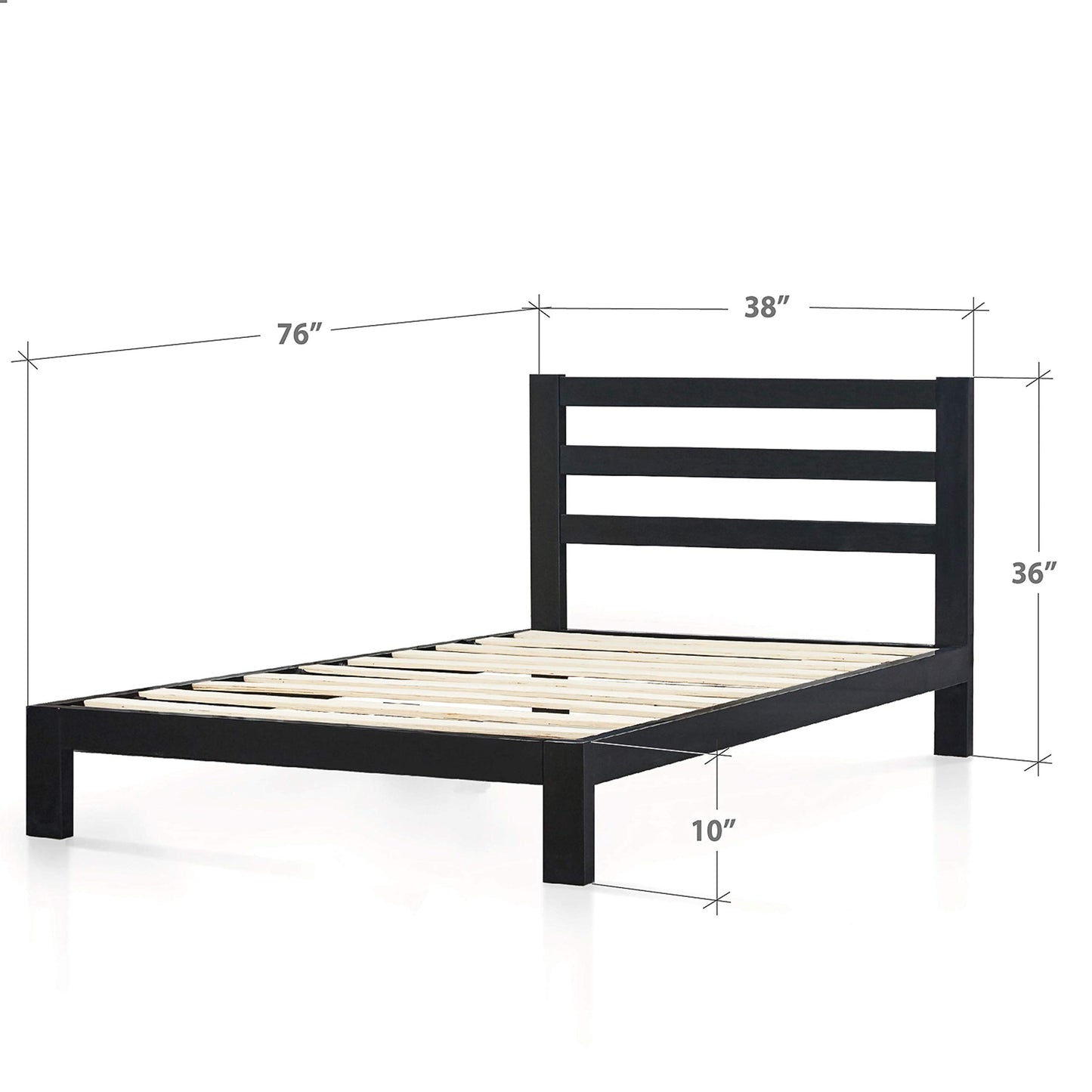 Zinus Modern Studio 10 Inch Platform 2000H Metal Bed Frame / Mattress Foundation / Wooden Slat Support / with Headboard, Twin