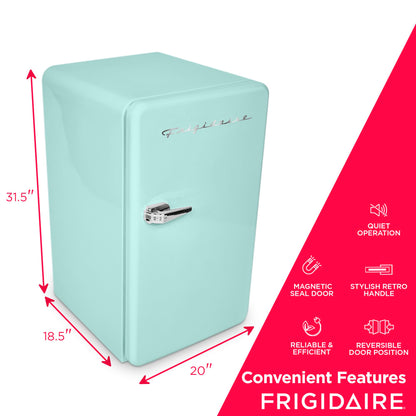 Frigidaire EFR372-MINT 3.2 Cu Ft Retro Compact Rounded Corner Premium Mini Fridge, Mint Refrigerator