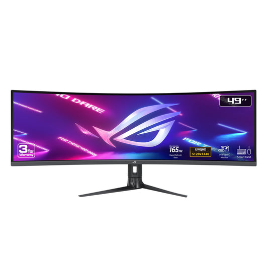 ASUS ROG Strix 49” Ultra-Wide Curved HDR Gaming Monitor (XG49WCR) - Dual QHD 32:9 (5120 x 1440), 165Hz, Extreme Low Motion Blur Sync, USB-C, RJ45, DisplayHDR400, 90% DCI-P3, Dual Input-KVM Switch 49" Curved QHD 32:9 165Hz Docking Smart KVM VA