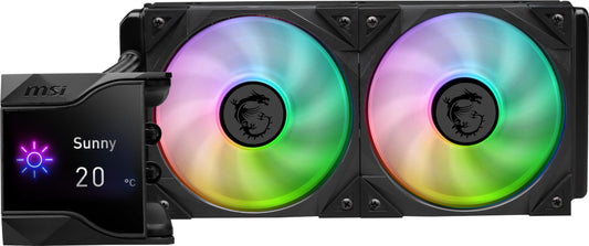 MSI MPG CORELIQUID D240 ARGB CPU Liquid Cooler - 2.4" IPS LCD Screen - 240mm Radiator - Double 120mm RGB PWN Fans.