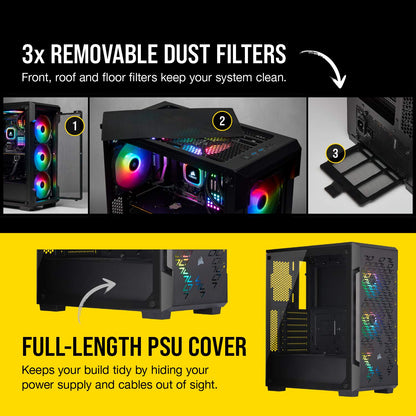 Corsair iCUE 220T RGB Airflow Tempered Glass Mid-Tower Smart Case - Black (CC-9011173-WW)