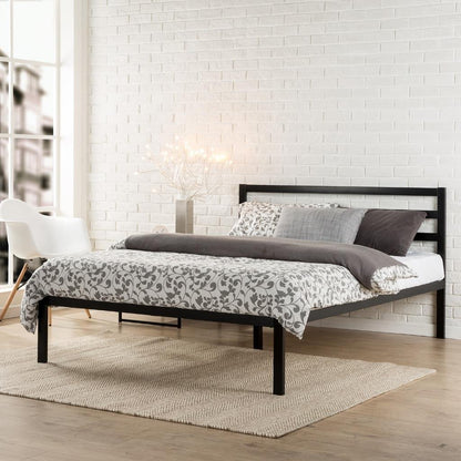 Zinus King Bed Frame - Mia 15 inch Metal Platform Bed Frame with Headboard, Wood Slat Support, No Box Spring Needed, Easy Assembly - Bed Frame with Underbed Storage Space, King Size