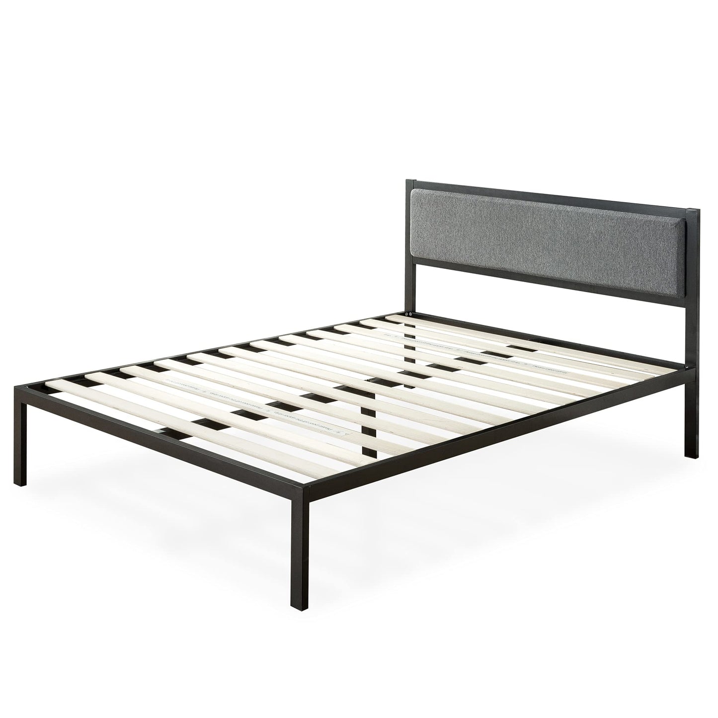 Zinus King Bed Frame - Korey 15 inch Metal Platform Bed Frame with Upholstered Headboard, Wood Slat Support, No Box Spring Needed, Easy Assembly - Bed Frame with Underbed Storage Space, King Size