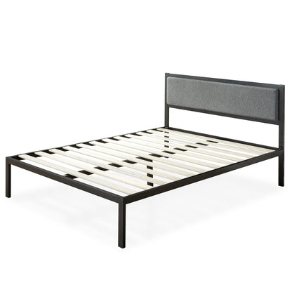 Zinus Full Bed Frame - Korey 15 inch Metal Platform Bed Frame with Upholstered Headboard, Wood Slat Support, No Box Spring Needed, Easy Assembly - Bed Frame with Underbed Storage Space, Full Size