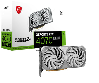 MSI Gaming RTX 4070 Super 12G Ventus 2X White OC Graphics Card (NVIDIA RTX 4070 Super, 192-Bit, Boost Clock: 2520 MHz, 12GB GDRR6X 21 Gbps, HDMI/DP, Ada Lovelace Architecture)