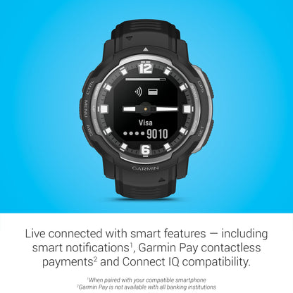 Garmin Instinct Crossover, Rugged Hybrid Smartwatch, Analog Hands and Digital Display, Black Classic