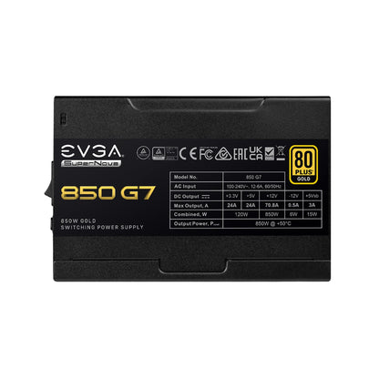 850W 80 Plus Gold Fully Modular EVGA Supernova 850 G7 Power Supply with 10 Year Warranty