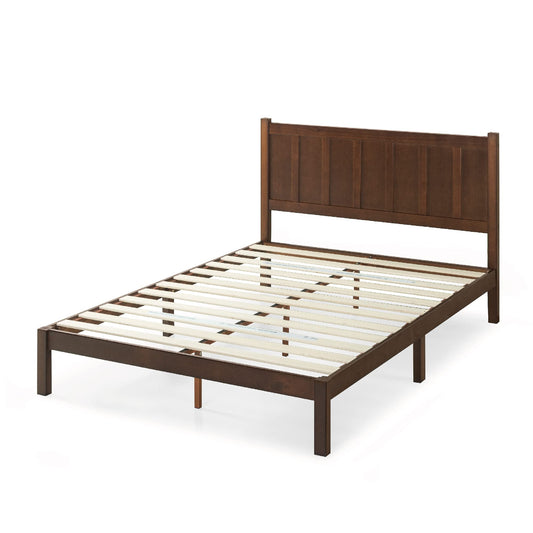 Zinus Wood Rustic Style Platform Bed with Headboard / No Box Spring Needed / Wood Slat Support, Full Traditional