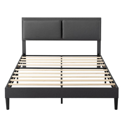 Zinus Full Bed Frame - Jonathan Cushioned Upholstered Platform Bed Frame with Headboard - Wood Slat Support, No Box Spring Needed, Easy Assembly, 5 Year Warranty, Gray, Full Size