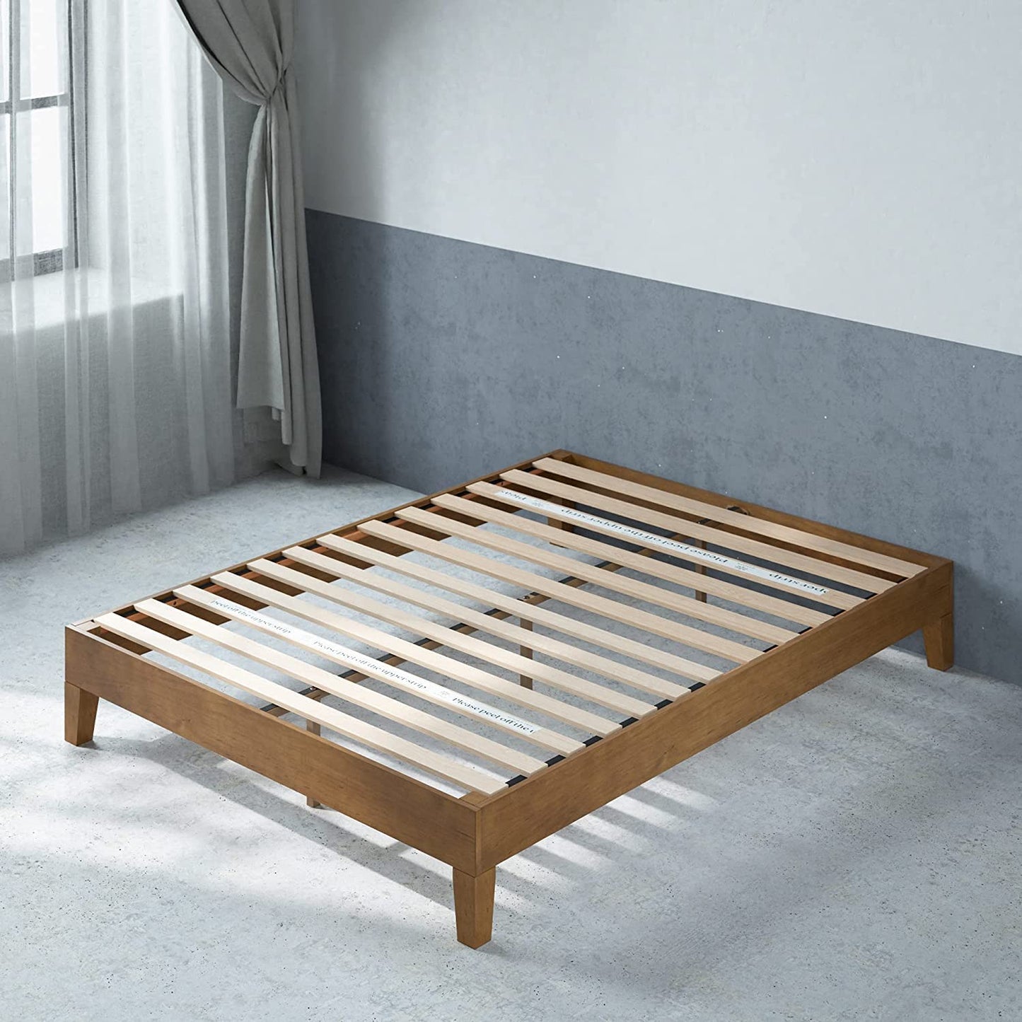 Zinus Full Bed Frame - Marissa Deluxe 12 inch Wood Platform Bed with Wood Slats Support, Easy Assembly, No Boxspring Needed - Wood Bed Frame with Underbed Storage Space, Rustic Pine Finish, Full Size