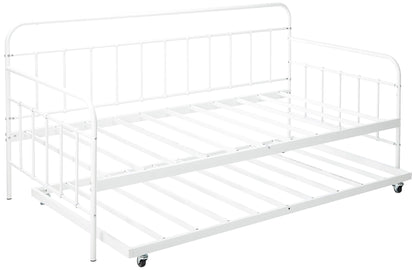 Zinus Florence Twin Daybed and Trundle Frame Set / Premium Steel Slat Support / Daybed and Roll Out Trundle Accommodate / Twin Size Mattresses Sold Separately