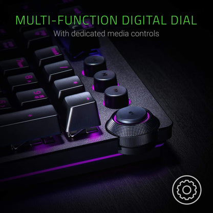 Razer Huntsman Elite Gaming Keyboard: Fastest Keyboard Switches Ever - Clicky Optical Switches - Chroma RGB Lighting - Magnetic Plush Wrist Rest - Dedicated Media Keys and Dial - Classic Black