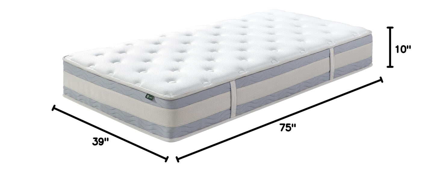 ZINUS 10 Inch Comfort Support Hybrid Mattress [New Version], Twin, Fiberglass Free, Medium Plush, Motion Isolation, Certified Safe Foams & Fabric, Mattress in A Box White 10" New Small Box