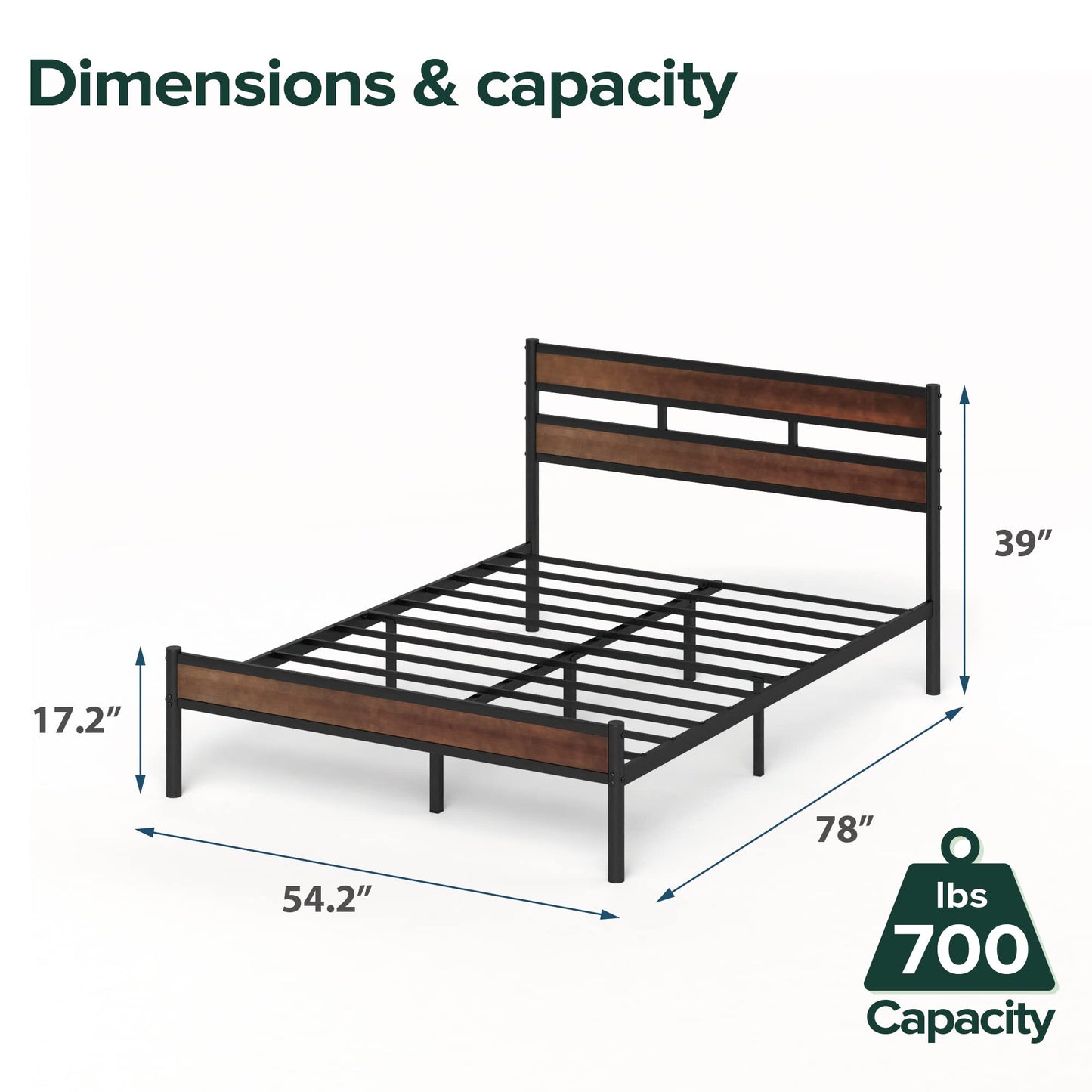 Zinus Roman Bamboo and Metal Platform Bed Frame/No Box Spring Needed/Easy Assembly, Full