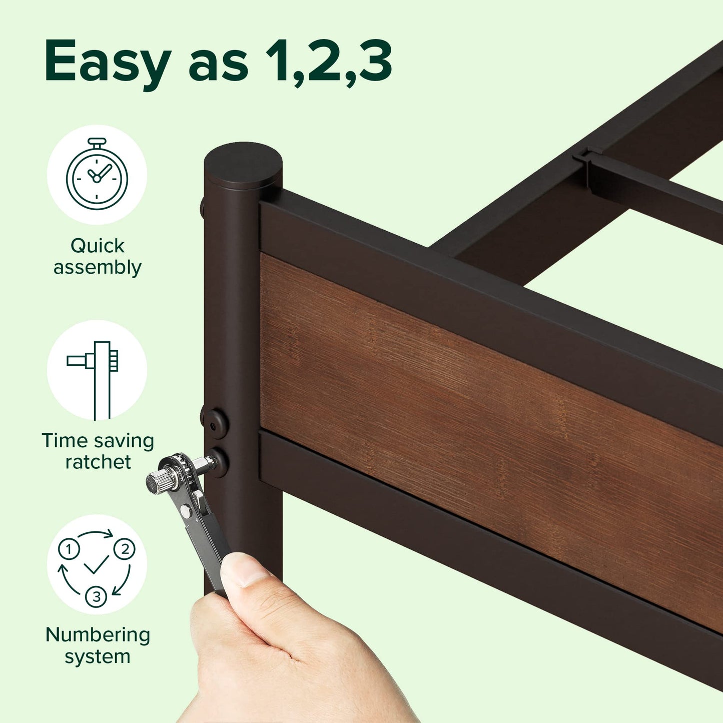 Zinus Roman Bamboo and Metal Platform Bed Frame/No Box Spring Needed/Easy Assembly, Twin