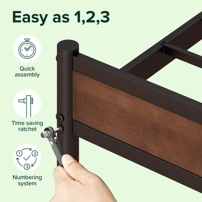 Zinus Roman Bamboo and Metal Platform Bed Frame/No Box Spring Needed/Easy Assembly, Twin