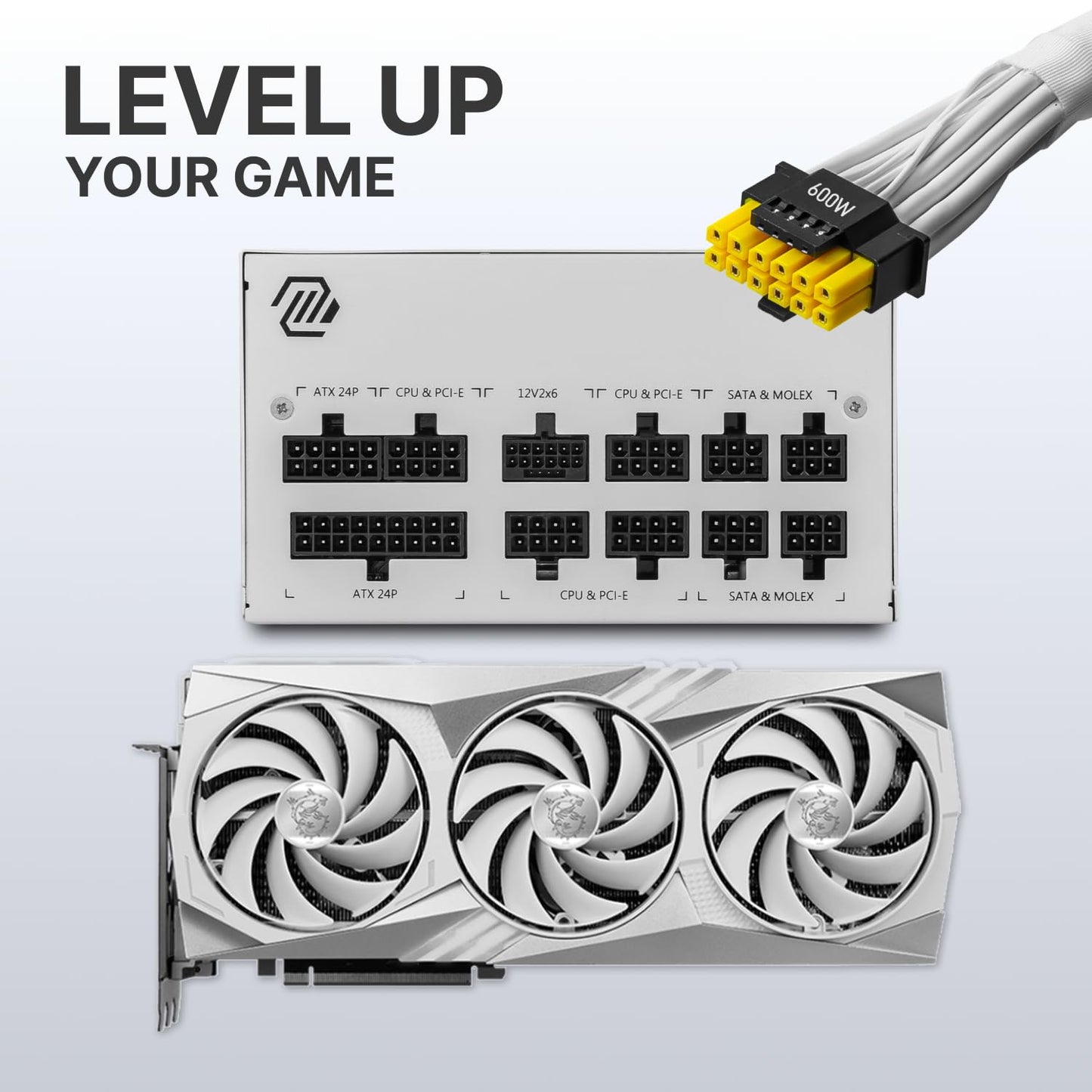 MSI MAG 850GL PCIE 5 White Gaming Power Supply - Full Modular - 80 Plus Gold Certified 850W - Compact Size - ATX PSU MAG 850GL PCIE 5 White Full Modular 850W White Gold