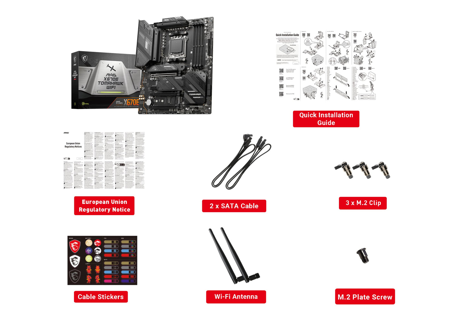 MSI MAG X670E Tomahawk WiFi Gaming Motherboard (AMD AM5, DDR5, PCIe 5.0, SATA 6Gb/s, M.2, USB 3.2 Gen 2, Wi-Fi 6E, 2.5Gbps LAN, HDMI/DP, ATX)