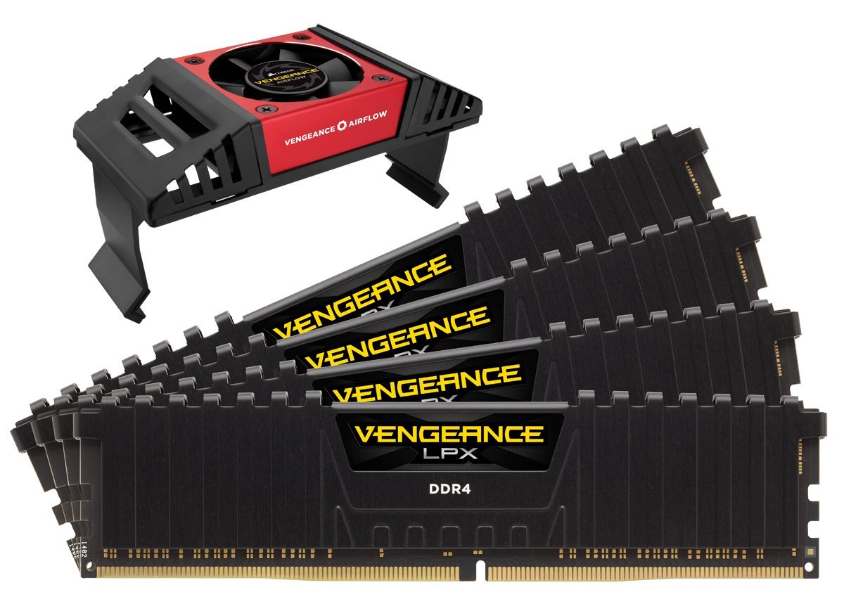 Corsair Vengeance LPX 64GB (4x16GB) DDR4 3733 (PC4-29800) C17 with Airflow for Intel Z370 - Black PC Memory CMK64GX4M4K3733C17 64GB Kit (4x16GB) 3733MHz C17