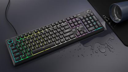 Corsair K55 CORE RGB Membrane Wired Gaming Keyboard – Quiet, Responsive Switches – Spill Resistance – Ten-Zone RGB – Media Keys – iCUE Compatible – QWERTY NA – PC, Mac – Gray Black