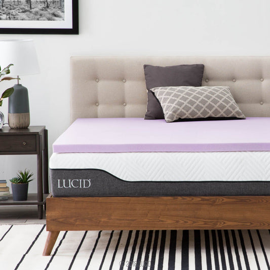 LUCID 2 Inch Lavender Infused Memory Foam Mattress Topper - Ventilated Design - California King Size