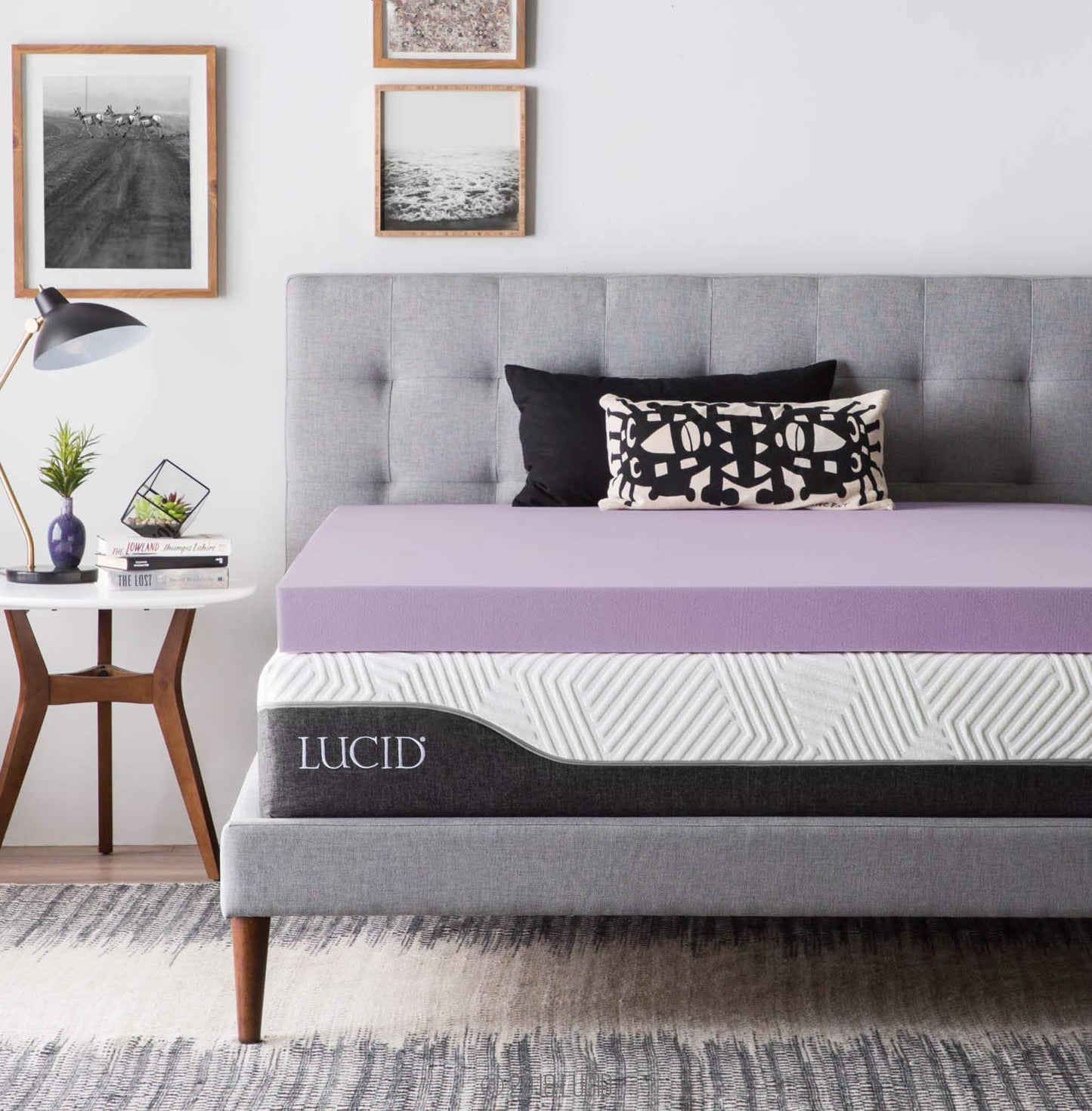 LUCID 4 Inch Lavender Infused Memory Foam Mattress Topper - Ventilated Design - Queen Size