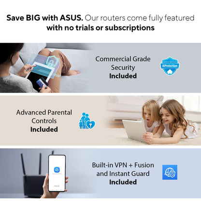 ASUS ZenWiFi Whole-Home Dual-Band Mesh WiFi 6 System XD6 White - 2 Pack, Coverage up to 5,400 sq.ft & 4+ Rooms, 5400Mbps, AiMesh, Lifetime Free Internet Security, Parental Control, Easy Setup