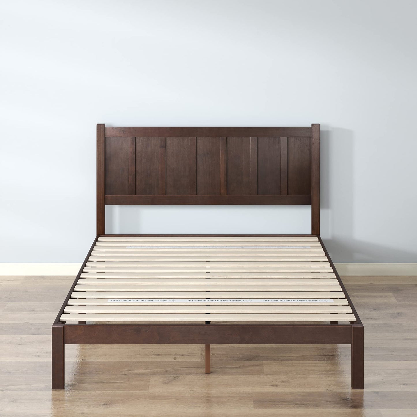 Zinus Wood Rustic Style Platform Bed with Headboard / No Box Spring Needed / Wood Slat Support, Full Traditional