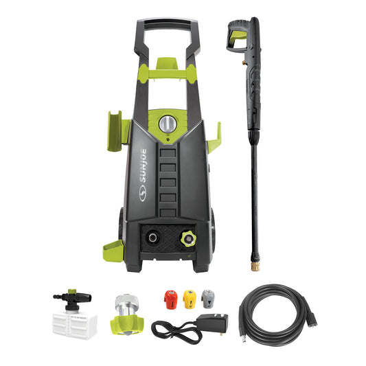 Sun Joe SPX2688-MAX 2050-PSI Max 1.60-GPM Max 13-Amp 1500-Watt Electric Pressure Washer w/3 Quick Connect Tips and 32-Ounce Foam Cannon, 20-Foot High Pressure Hose, Green