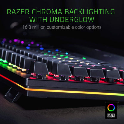 Razer Huntsman Elite Gaming Keyboard: Fastest Keyboard Switches Ever - Clicky Optical Switches - Chroma RGB Lighting - Magnetic Plush Wrist Rest - Dedicated Media Keys and Dial - Classic Black