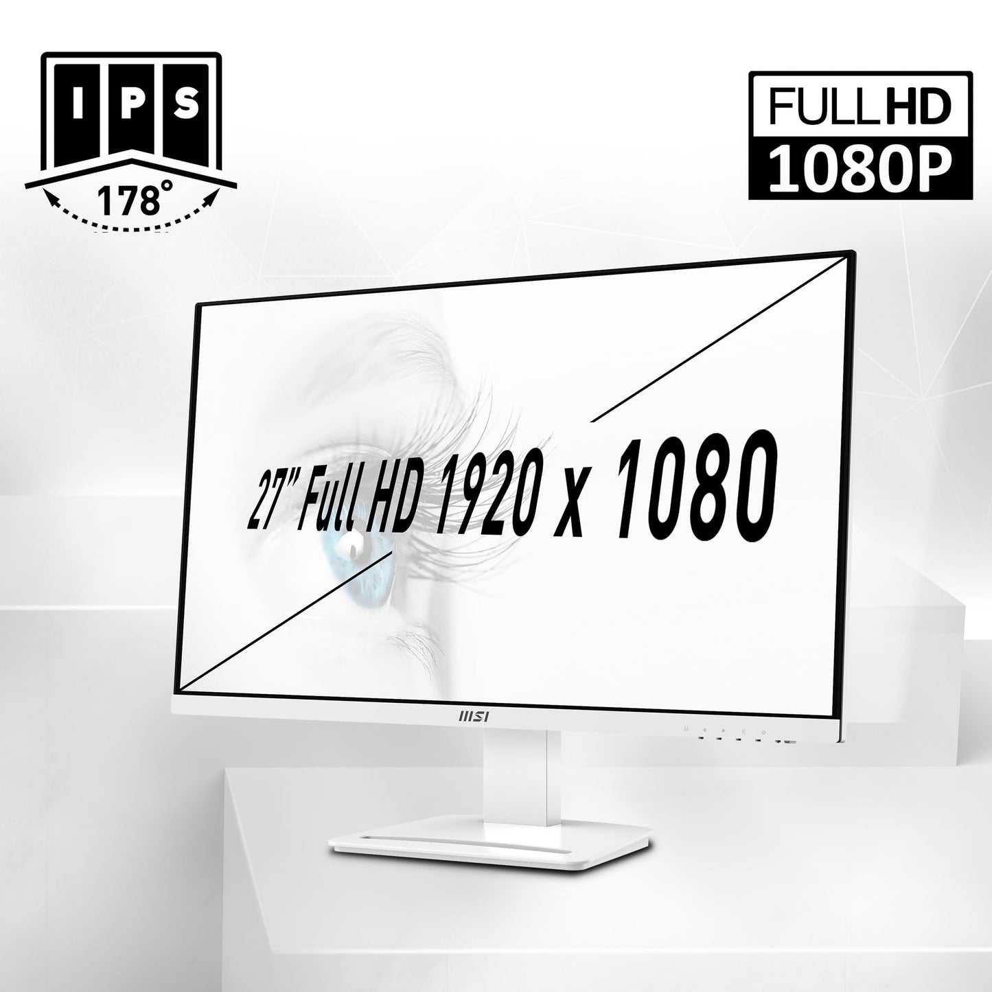 MSI Pro MP273AW, 27", 1920 x 1080 (FHD), IPS, 100Hz, TUV Certified Eyesight Protection, 4ms, Displayport, HDMI, Tilt