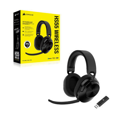 CORSAIR HS55 WIRELESS Multiplatform Lightweight Gaming Headset With Bluetooth - Dolby 7.1 Surround Sound - iCUE Compatible - PC, PS5, PS4, Nintendo Switch, Mobile - Black HS55 WIRELESS / Bluetooth Carbon