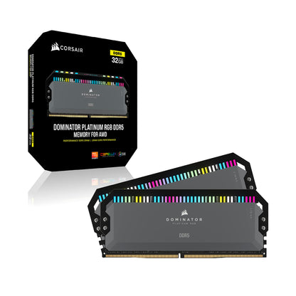 CORSAIR DOMINATOR PLATINUM RGB DDR5 RAM 64GB (2x32GB) 5200MHz CL40 AMD EXPO iCUE Compatible Computer Memory - Gray (CMT64GX5M2B5200Z40K) 64GB (2x32GB)