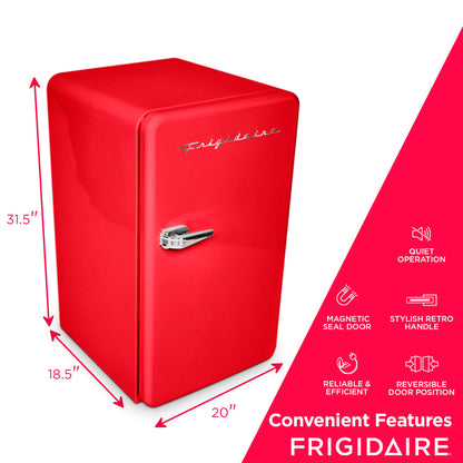 Frigidaire EFR372-RED 3.2 Cu Ft Red Retro Compact Rounded Corner Premium Mini Fridge Refrigerator