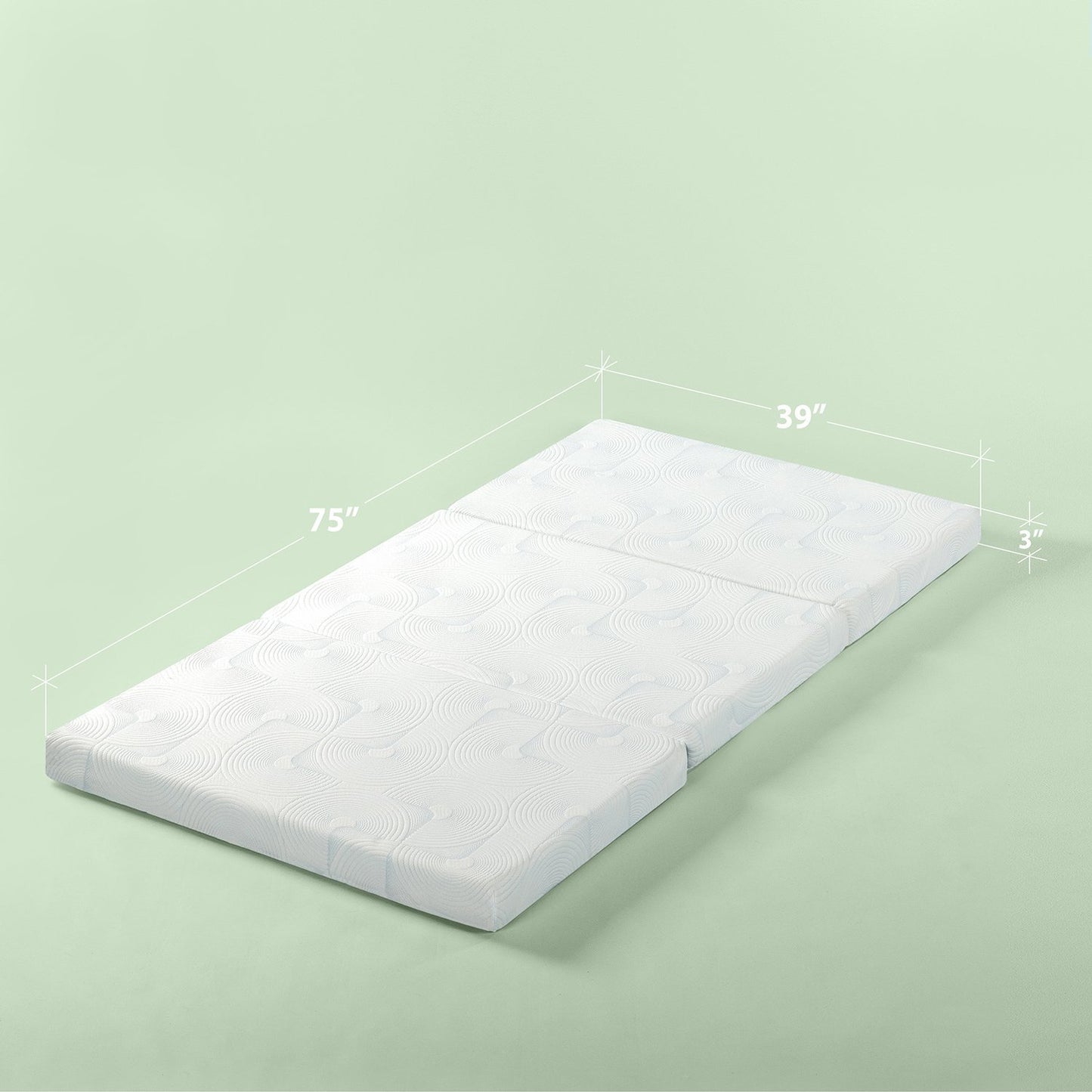 Zinus AZ-TRI-3T Gel Memory Foam 3 Inch Tri-Fold Comfort Portable Folding Mattress or Floor Mat, Twin, White